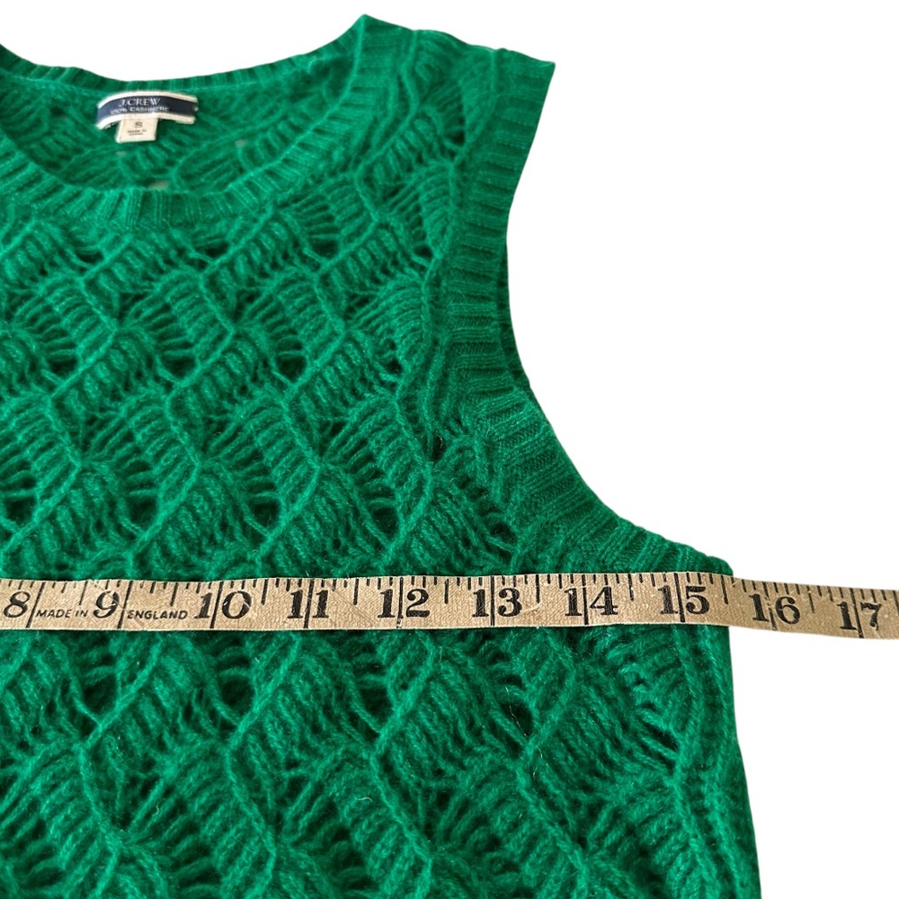 J.Crew Cashmere Pointelle Sweater Vest Green Preppy Classic Knit Size S - Picture 8 of 11